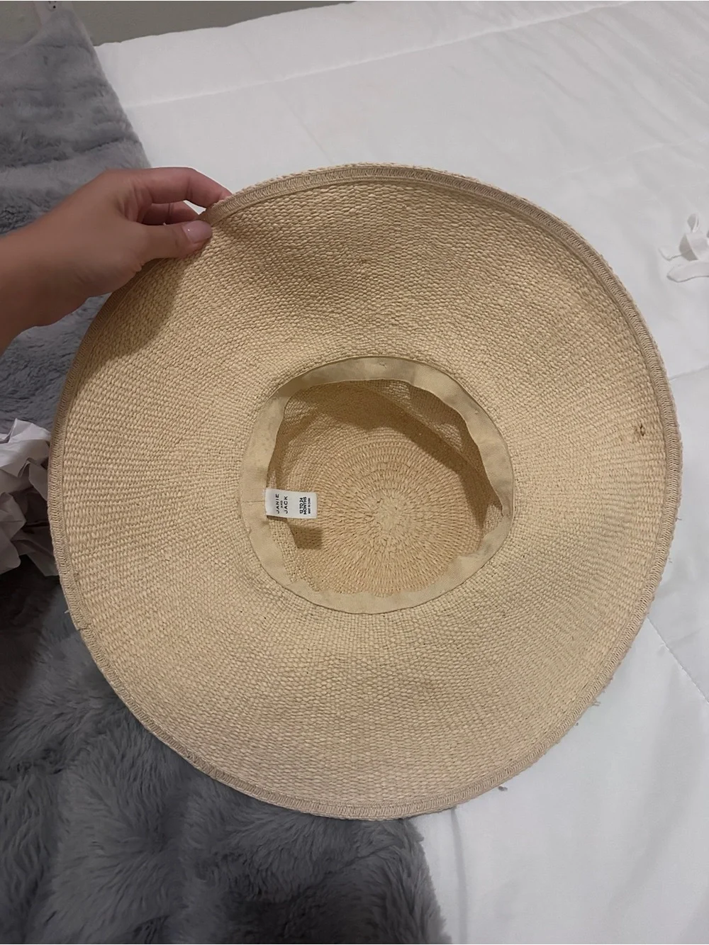 Janie and Jack Cream Wide-Brim Straw Sun Hat with Ribbon
